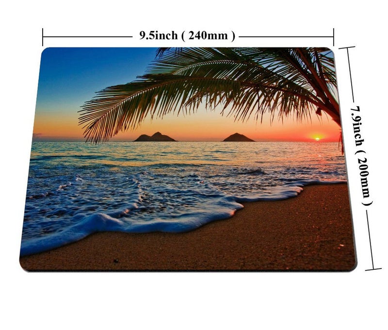 Smooffly Hawaiian Mouse Pad, Pacific Sunrise at Lanikai Beach, Hawaii Colorful Sky Wavy Ocean Surface Scene,Customized Rectangle Non-Slip Rubber Mousepad Gaming Mouse Pad, 9.5 X 7.9 Inches - Image 2